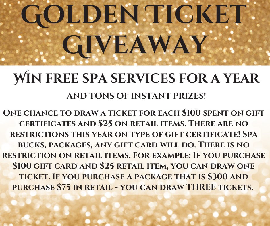 A golden ticket giveaway for a spa service