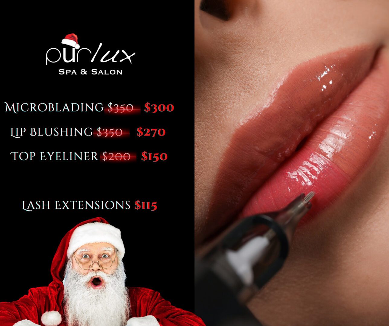 Black Friday 2023 - 4 A santa clause is holding a brush and lipstick